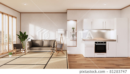 Kitchen room japanese style.3D rendering - Stock Illustration