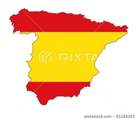 Spain Color flag map. Vector illustration of national symbol. Graphic design of patriotic element Spain Color flag map. Vector illustration of national symbol. Graphic design of patriotic element 81284263