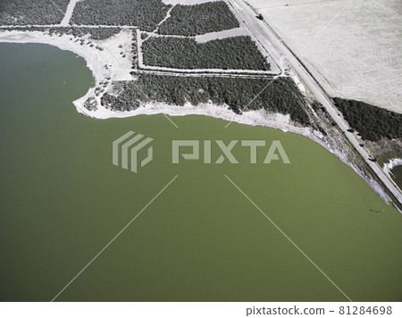 Pampas lagoon, aerial view 81284698