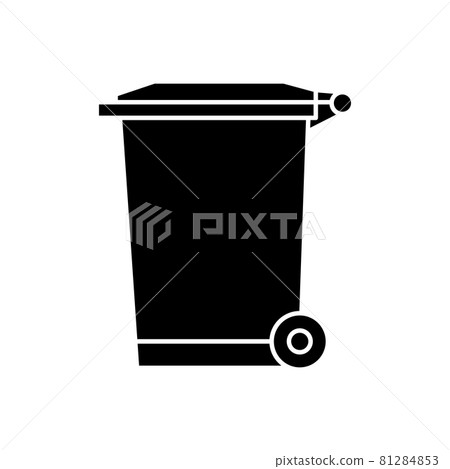 Recycle bin for trash and garbage. Street plastic wheelie waste bin. Rubbish container. Glyph icon of dumpster isolated on white background 81284853