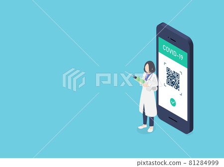 醫生和疫苗護照插圖素材 醫生和疫苗護照插圖素材 81284999