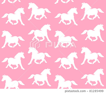 Vector seamless pattern of pony horse silhouette 81285499