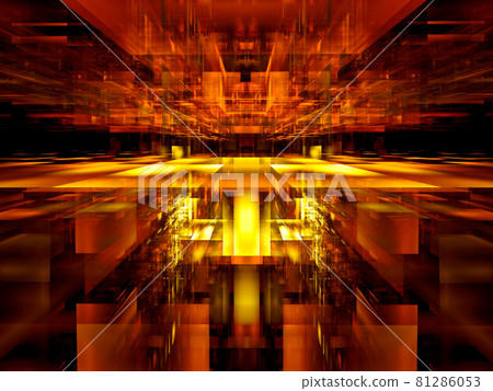 Golden blocks with perspective effect - abstract 3d illustration 81286053