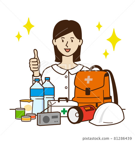 A woman who likes disaster prevention goods 81286439