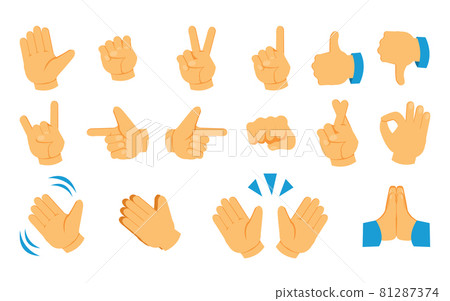 Hand emoticon. Social media gesture icons. - Stock Illustration