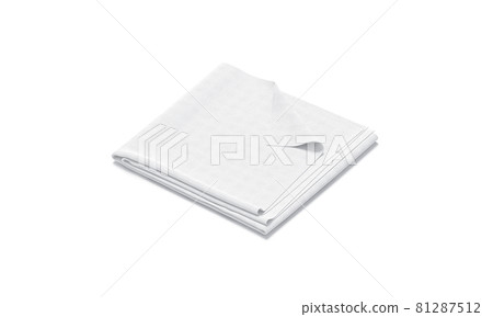 Blaank white folded fabric with deferred corner mockup, isolated Blaank white folded fabric with deferred corner mockup, isolated 81287512
