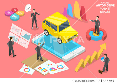 3D Isometric Flat Vector Conceptual Illustration of Mobile Automotive Market Report 3D Isometric Flat Vector Conceptual Illustration of Mobile Automotive Market Report 81287765