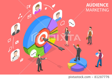 3D Isometric Flat Vector Conceptual Illustration of Audience Marketing Strategy. 81287776