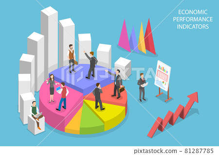 3D Isometric Flat Vector Conceptual Illustration of Economic Performance Indicators. 3D Isometric Flat Vector Conceptual Illustration of Economic Performance Indicators. 81287785