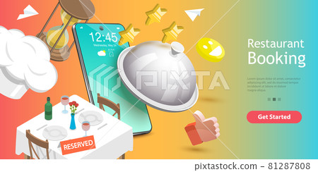 3D Vector Conceptual Illustration of Table Online Reservation, Mobile Booking. 3D Vector Conceptual Illustration of Table Online Reservation, Mobile Booking. 81287808