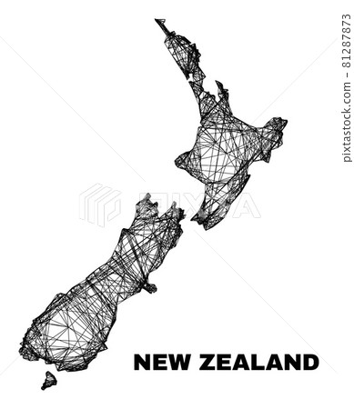 Hatched Irregular Mesh New Zealand Map 81287873