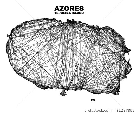 Hatched Irregular Mesh Terceira Island Map 81287893