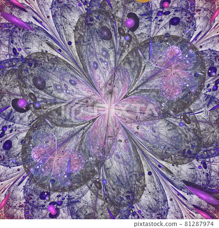 Beautiful diagonal fractal flower. Multicolored symmetrical Butterfly in stained glass style. Beautiful diagonal fractal flower. Multicolored symmetrical Butterfly in stained glass style. 81287974