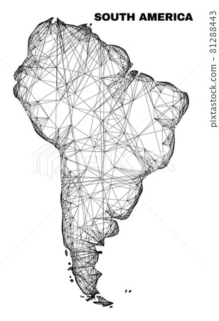 Linear Irregular Mesh South America Map - Stock Illustration [81288443 ...