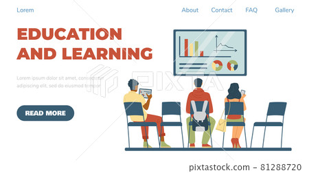 Business education and online learning web banner, flat vector illustration. 81288720