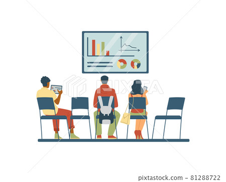 Students of educational courses or seminar, flat vector illustration isolated. 81288722