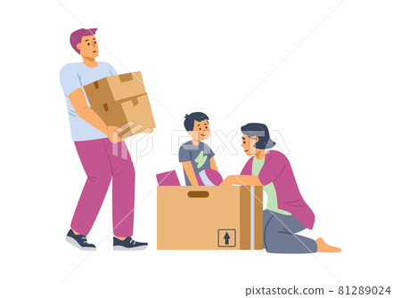 Family with child moved to new house or apartment in flat vector illustration Family with child moved to new house or apartment in flat vector illustration 81289024