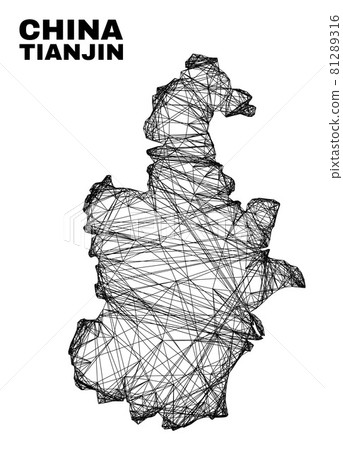 Hatched Irregular Mesh Tianjin City Map 81289316