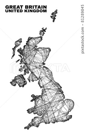 Linear Irregular Mesh United Kingdom Map Linear Irregular Mesh United Kingdom Map 81289845