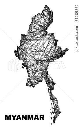 Hatched Irregular Mesh Myanmar Map Hatched Irregular Mesh Myanmar Map 81289882