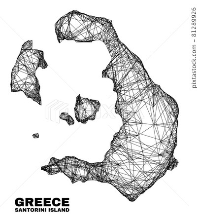 Hatched Irregular Mesh Santorini Island Map Hatched Irregular Mesh Santorini Island Map 81289926
