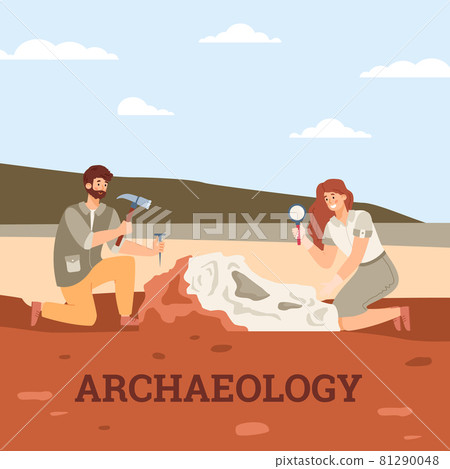 Cartoon characters archaeological scientists discover dinosaur remains Cartoon characters archaeological scientists discover dinosaur remains 81290048