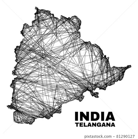 Hatched Irregular Mesh Telangana State Map 81290127
