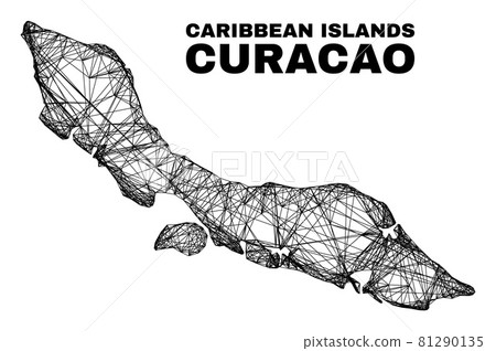 Hatched Irregular Mesh Curacao Island Map Hatched Irregular Mesh Curacao Island Map 81290135