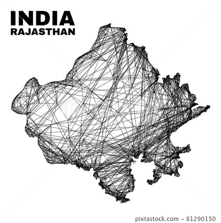Hatched Irregular Mesh Rajasthan State Map 81290150