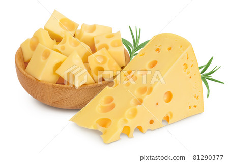 piece of cheese isolated on white background with clipping path and full depth of field 81290377