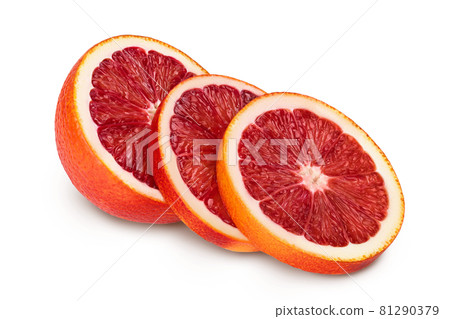 Blood red oranges isolated on white background with clipping path and full depth of field 81290379