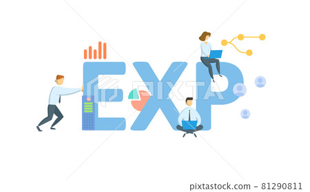 EXP, Export. Concept with keyword, people and icons. Flat vector illustration. Isolated on white. EXP, Export. Concept with keyword, people and icons. Flat vector illustration. Isolated on white. 81290811