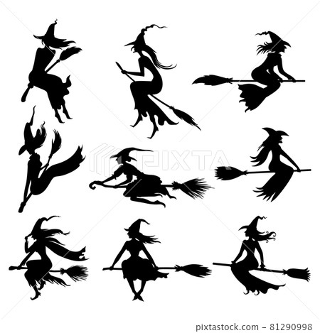 Set of Halloween witches silhouettes 81290998