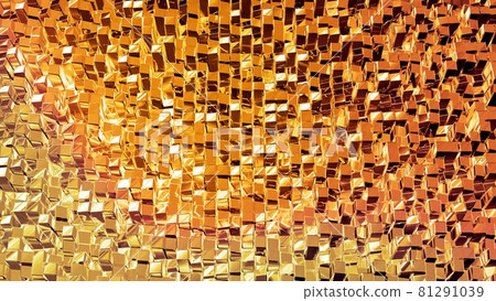 Abstract background with wavy sparkling golden liquid pattern on shiny glossy surface. Viscous yellow fluid like surface of gold foil or brilliant glass. Beautiful creative festive backdrop. 3d render Abstract background with wavy sparkling golden liquid pattern on shiny glossy surface. Viscous yellow fluid like surface of gold foil or brilliant glass. Beautiful creative festive backdrop. 3d render 81291039