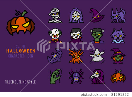 halloween character icon set 81291832
