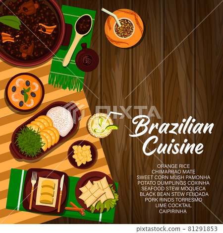 Brazilian cuisine, food of Brazil vector poster 81291853