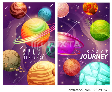 Cartoon space planets and stars, galaxy journey Cartoon space planets and stars, galaxy journey 81291879