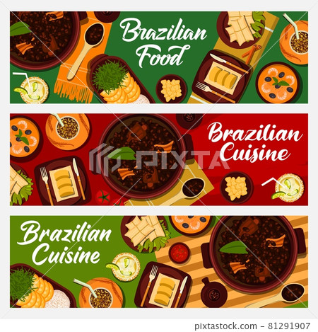 Brazilian food, cuisine cartoon vector banners Brazilian food, cuisine cartoon vector banners 81291907