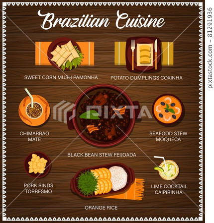 Brazilian cuisine vector Brazil meals cartoon menu 81291936