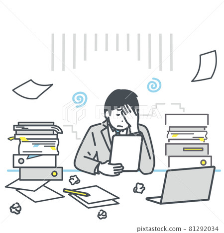 擔心工作量的商人的形象插圖素材 81292034