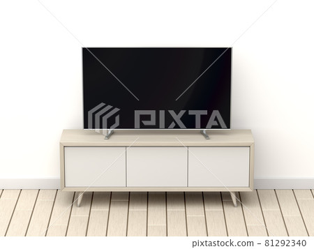 Wood tv cabinet and tv with blank screen Wood tv cabinet and tv with blank screen 81292340