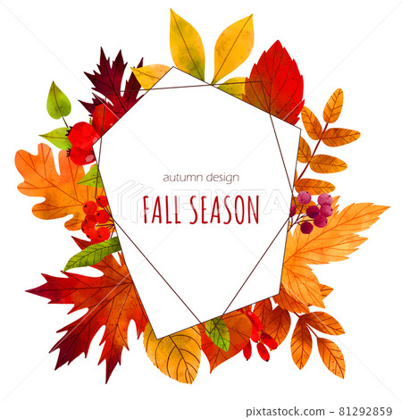 Autumn leaves frame, hand drawn vector... - Stock Illustration ...