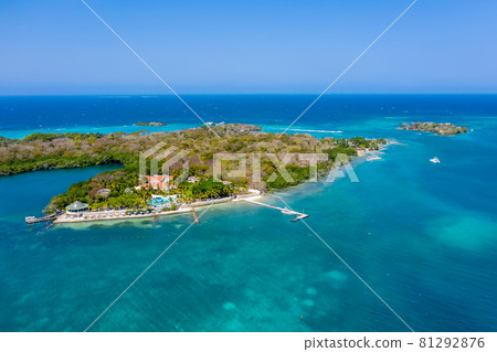 Isla Grande Rosario Archipelago Cartagena Colombia aerial view 81292876