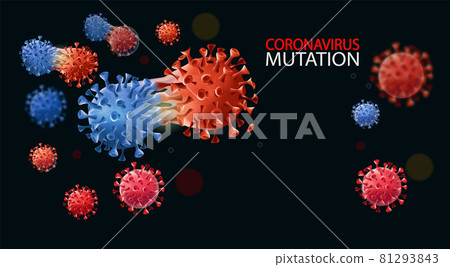 Coronavirus mutation background with disease molecules. Mutating virus concept and new coronavirus Delta variant outbreak. Vector 81293843