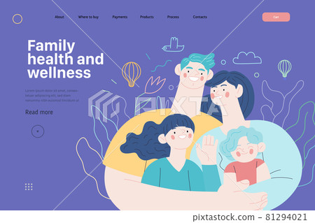 Family health and wellness - medical insurance web template 81294021