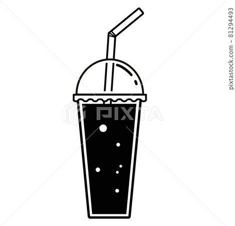 Drink in a plastic cup with a round lid, monochrome Drink in a plastic cup with a round lid, monochrome 81294493