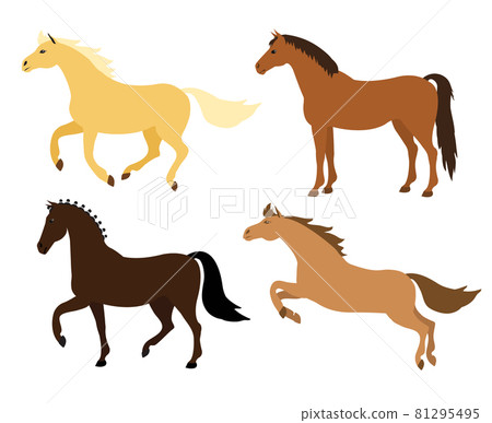 Vector set of flat cartoon hand drawn horse Vector set of flat cartoon hand drawn horse 81295495