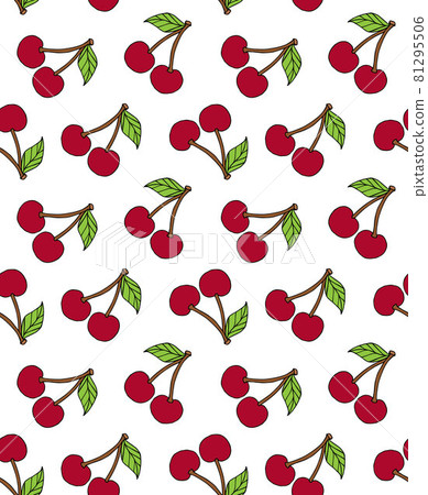Vector seamless pattern of hand drawn cherry 81295506