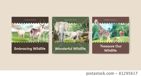 Banner template with world animal day concept,watercolor style Banner template with world animal day concept,watercolor style 81295617
