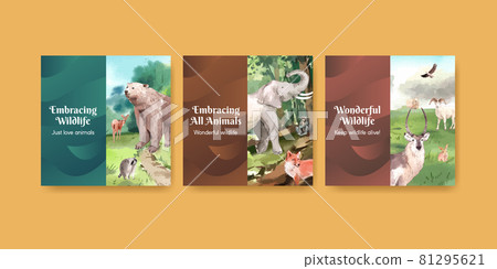 Banner template with world animal day concept,watercolor style 81295621